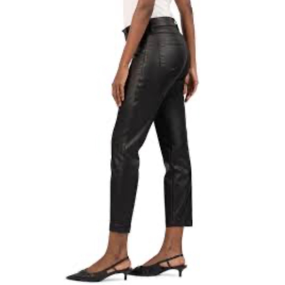 KUT from the Kloth Reese Ankle Straight Leg Coated Black Pants Size 6